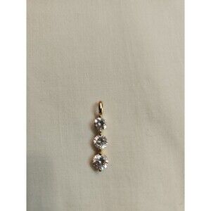 Sterling Silver 925 CZ Gold Tone Pendant 3 Stones 1"